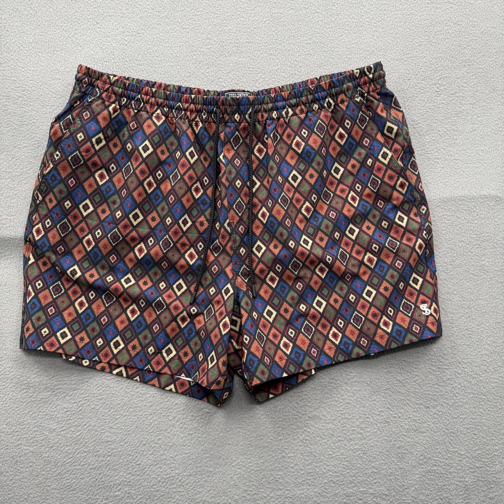 Todd Snyder Swim Shorts Mens 2XL Multicolor Diamond Trunks Lined Quick Dry
